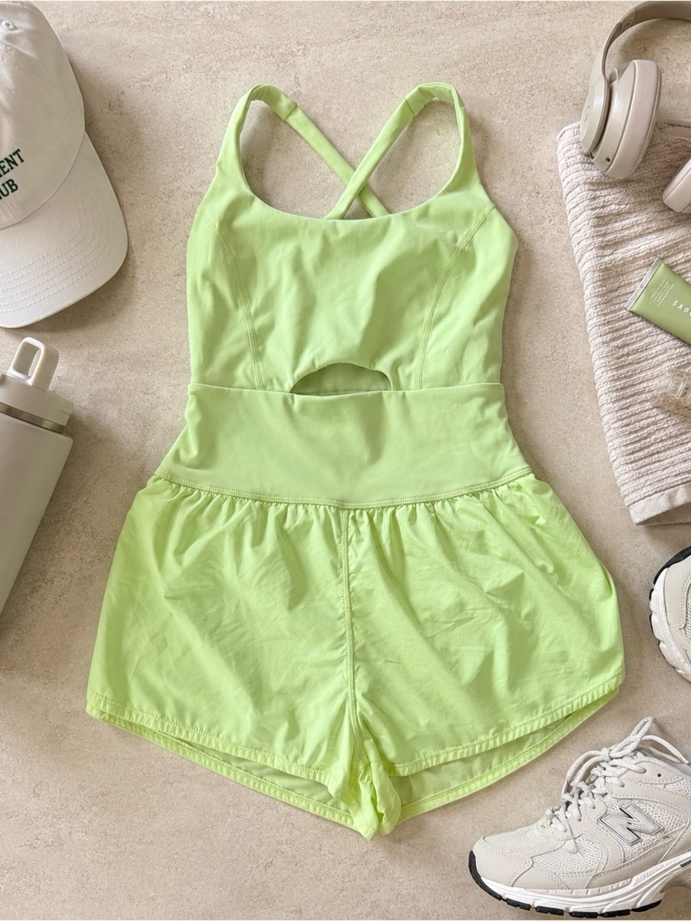 FP Movement by Free People Righteous Runsie athletic romper in Neon